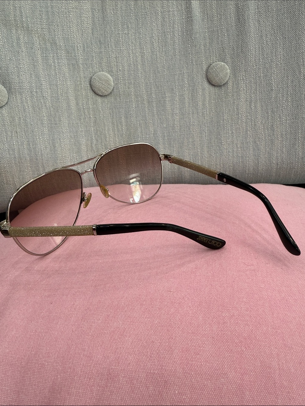 Jimmy Choo Gold Frame Sunglasses with Brown Gradient Lenses